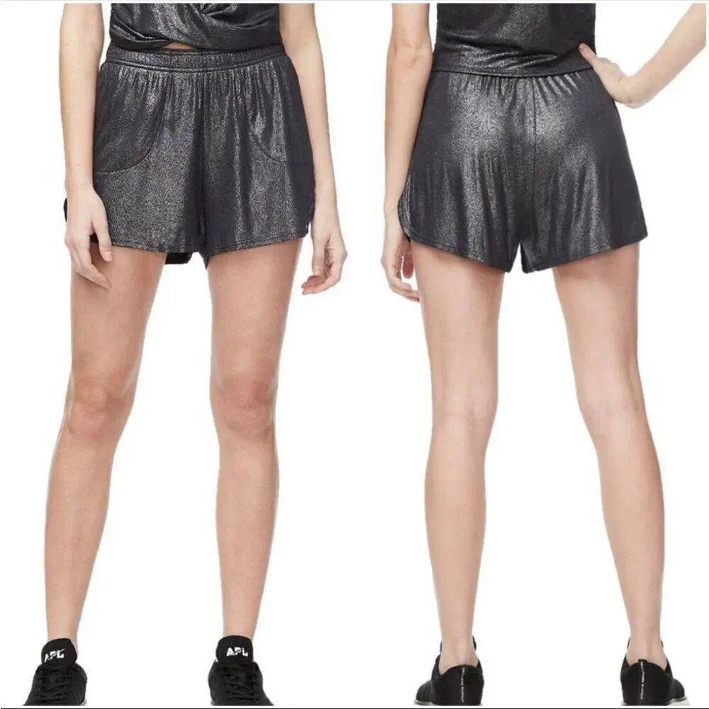 GOOD AMERICAN | The Running Short Moonlight Metallic Sparkle Black Women’s 3 (L)